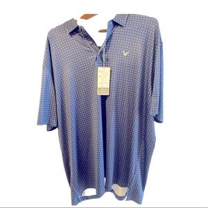 NWT Callaway Opti-Dri Blue Patterned Short Sleeve Golf Polo Shirt Mens size XXL.